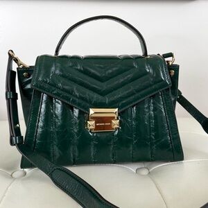 Michael Kors Whitney Green Leather Handbag